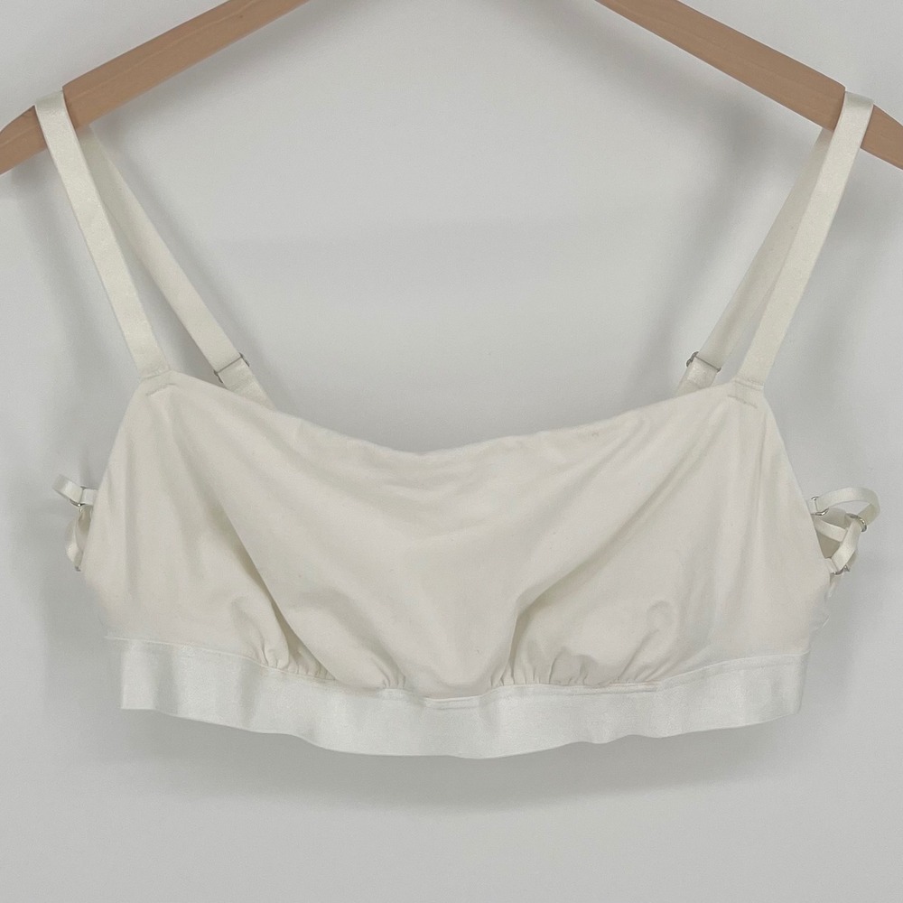Aerie Womens Cotton Scoop Bralette Bra Size XL Side Lattice Adjustable Straps